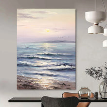 Load image into Gallery viewer, “Pastel Seaside Sunset” - Impressionistic Seascape Art on Canvas DKH1596

