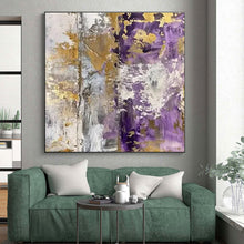 Load image into Gallery viewer, Purple - Gold - Gray Fusion Art for Upscale Spa &amp; Boutique Hotel LargeART0845
