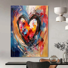 Load image into Gallery viewer, Colorful Heart Abstract Canvas Painting, Perfect for Romantic Bedroom &amp; Art - Filled Wedding Venue LargeART1273

