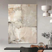 Load image into Gallery viewer, “Cracked Concrete Textures in Neutral Tones” - Beige, Grey, Brown Abstract Art on Canvas DKH1251
