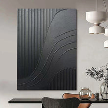 Load image into Gallery viewer, “Black Textured Curves” - Modern Abstract Art on Canvas DKH1482
