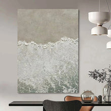 Load image into Gallery viewer, “Serene Beach Aerial” - Beige, White Abstract Coastal Art on Canvas DKH1127
