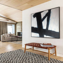 Load image into Gallery viewer, Black - White Geometric Abstract Painting for Modern Study &amp; Art Gallery Corridor DKH181
