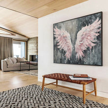 Load image into Gallery viewer, Pink Wings of Hope Hand-Painted Abstract Acrylic Art for Teen’s Room Inspiration LargeART1618
