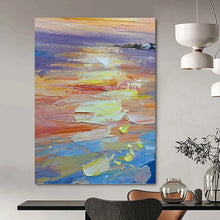 Load image into Gallery viewer, “Sunset Hues: Coastal Abstract” Abstract Painting on Canvas, Beach House Decor DKH1040
