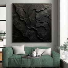 Load image into Gallery viewer, Black Textured Waves Art for Luxury Bedroom &amp; Art Gallery LargeART0833
