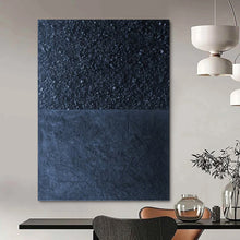Load image into Gallery viewer, “Two - Tone Black and Blue Textured Art” - Black, Blue Abstract Art on Canvas DKH1247
