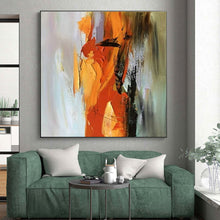 Load image into Gallery viewer, Orange and Gray Dynamic Strokes Acrylic Art - Suited for Industrial - chic Lounge &amp; Creative Studio LargeART0615
