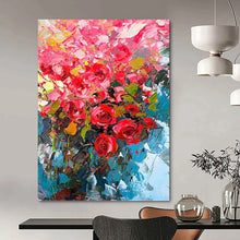 Load image into Gallery viewer, “Bold Pink Rose Bouquet” - Vivid Floral Impasto Art on Canvas DKH1432
