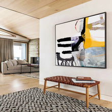 Load image into Gallery viewer, Bold Black, White, and Colorful Abstract Collage Abstract acrylic painting DLZ112
