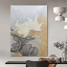 Load image into Gallery viewer, Black, White &amp; Gold Line - Drawn Flower Art, Suited for Elegant Dining Room &amp; Minimalist Bedroom LargeART1958
