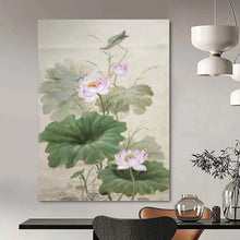Load image into Gallery viewer, “Traditional Chinese Lotus Painting” - Oriental Floral Art on Canvas DKH1588
