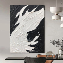 Load image into Gallery viewer, “Swirling Black &amp; White Impasto” – Thick black and white impasto, circular motion DTP398
