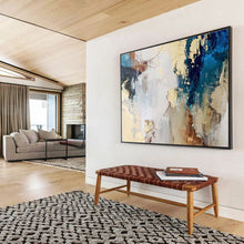 Load image into Gallery viewer, Earthy Tones Abstract Painting with Gold and Blue for Industrial - Chic Loft &amp; Art - Centric Study DKH130
