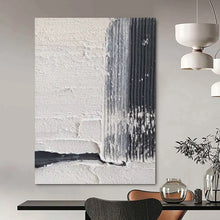 Load image into Gallery viewer, “Textured White and Black Abstract with Linear Marks” – Minimalist Abstract Highlighting Texture and Contrast DTP147
