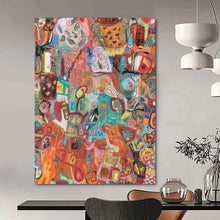 Load image into Gallery viewer, “Vibrant Chaos” Abundant warm hues like orange, red, with assorted shapes and lines. DTP291

