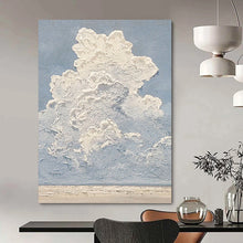 Load image into Gallery viewer, “Textured Cloudscape” - Blue, White Abstract Sky Art on Canvas DKH1142
