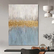 Load image into Gallery viewer, Grey &amp; Gold Strip Abstract Painting, Suited for Modern Office &amp; Minimalist Living Room LargeART1885

