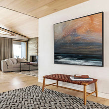 Load image into Gallery viewer, Fiery Sky &amp; Sea Abstract Art for Eclectic Living Room &amp; Bold Dining Area DKH110
