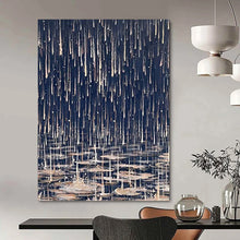 Load image into Gallery viewer, “Rainy Night Abstract” - Blue, Grey, White Abstract Art on Canvas DKH1325
