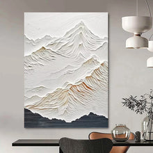 Load image into Gallery viewer, “Textured White Mountain Range” Abstract Nature - Inspired Painting on Canvas, Serene Decor DKH985
