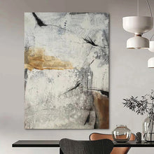 Load image into Gallery viewer, “Abstract Gray and Beige Textures” – Layered gray and beige textures, with bold black strokes. DTP338

