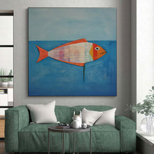 Load image into Gallery viewer, Colorful Collage Fish Art for Nautical Nursery &amp; Coastal Kitchen LargeART0876
