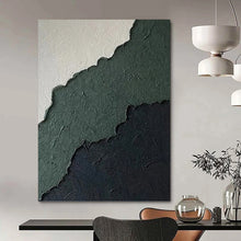 Load image into Gallery viewer, “Ripped Paper Textures in Green and Black” - Green, Black, White Abstract Art on Canvas DKH1218
