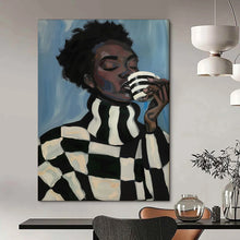Load image into Gallery viewer, Blue - Black - White Abstract Portrait, Ideal for Stylish Home Office &amp; Modern Living Room LargeART2045
