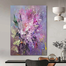 Load image into Gallery viewer, Purple &amp; Pink Floral Abstract Painting, Ideal for Feminine Bedroom &amp; Elegant Sitting Room LargeART2109
