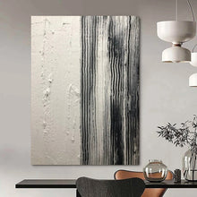 Load image into Gallery viewer, “Textured Divide” – Smooth white and vertically striped black - gray, contrasting textures DTP382
