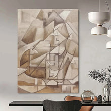 Load image into Gallery viewer, Brown &amp; Gray Cubist Mountain Abstract Painting, Suited for Art Gallery &amp; Modern Study LargeART1456
