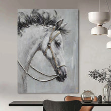 Load image into Gallery viewer, Realistic - Style Abstract Painting, Textured Horse Art for Equestrian Club &amp; Traditional Living Room LargeART2179
