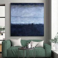 Load image into Gallery viewer, Muted Blue Horizon Art for Seaside Bedroom &amp; Relaxing Library LargeART0897
