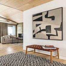 Load image into Gallery viewer, Black &amp; White Geometric Abstract Art for Modern Office &amp; Minimalist Café DKH085
