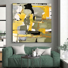 Load image into Gallery viewer, Large - Scale Yellow - Green Abstract Composition Acrylic for Modern Kitchen &amp; Creative Studio LargeART0344
