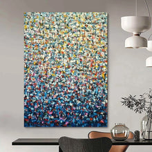 Load image into Gallery viewer, “Pointillism - Style Abstract” - Blue, Yellow, Red Abstract Art on Canvas DKH1344
