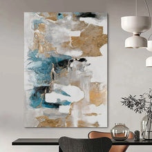 Load image into Gallery viewer, Minimalist Abstract Art, Gold - Accented Neutral Painting for Luxury Bedroom &amp; Sophisticated Office LargeART2245
