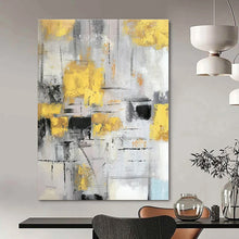 Load image into Gallery viewer, Gray &amp; Yellow Abstract Canvas Painting, Ideal for Modern Living Room &amp; Stylish Office LargeART1314

