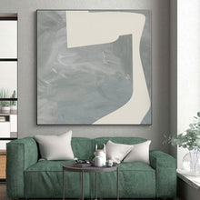Load image into Gallery viewer, Oversized Gray - White Geometric Abstract Art for Studio &amp; Contemporary Hallway LargeART0437
