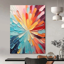 Load image into Gallery viewer, “Rainbow Petal Burst” – Textured Floral Oil Painting with Radiating Colors DTP288
