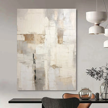 Load image into Gallery viewer, “Neutral Geometric Abstract Textures” - Beige, Grey, Black Abstract Art on Canvas DKH1255
