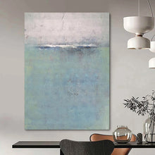 Load image into Gallery viewer, “Sea Whisper” – Soft blue, gray, green with faint horizon line DTP354
