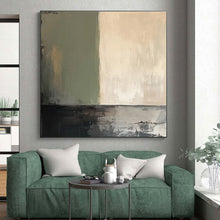Load image into Gallery viewer, Custom Large Subtle Green - Beige Divide Art - Perfect for Minimalist Bedroom &amp; Serene Spa Retreat LargeART0785
