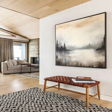 Load image into Gallery viewer, Monochromatic Forest Lake Abstract Painting for Cabin Bedroom &amp; Nature - Themed Study DKH329
