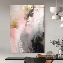 Load image into Gallery viewer, Pink, Gray &amp; Gold Abstract Dreamscape Canvas Painting, Perfect for Romantic Bedroom &amp; Luxury Spa Lounge LargeART1245
