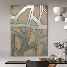 Load image into Gallery viewer, Silver &amp; Beige Abstract Art, Ideal for Modern Loft &amp; Sophisticated Office LargeART2328
