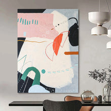 Load image into Gallery viewer, “Playful Shape Mix” - Pink, Green, and Orange Abstract Art, Abstract Painting on Canvas DKH1093
