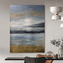 Load image into Gallery viewer, “Misty Coastal Landscape in Blues and Greys” - Atmospheric Seascape Art on Canvas DKH1576
