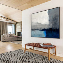 Load image into Gallery viewer, Gray and Blue Minimalist Horizon Abstract acrylic painting DLZ074
